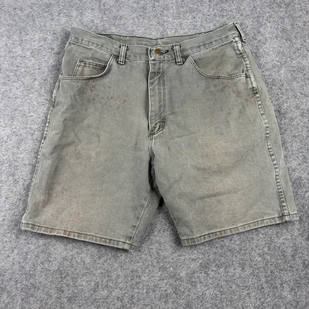 Wrangler Denim Shorts Mens 34 Green Vintage Made in USA Workwear Cotton